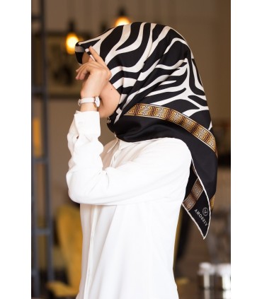 Twill İpek Zebra Desenli Renkli 90x90 Eşarp
